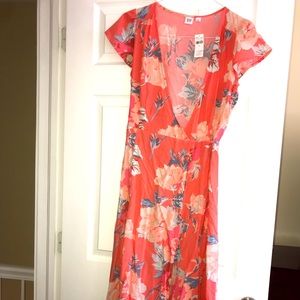 Gap Floral Long Wrap Dress